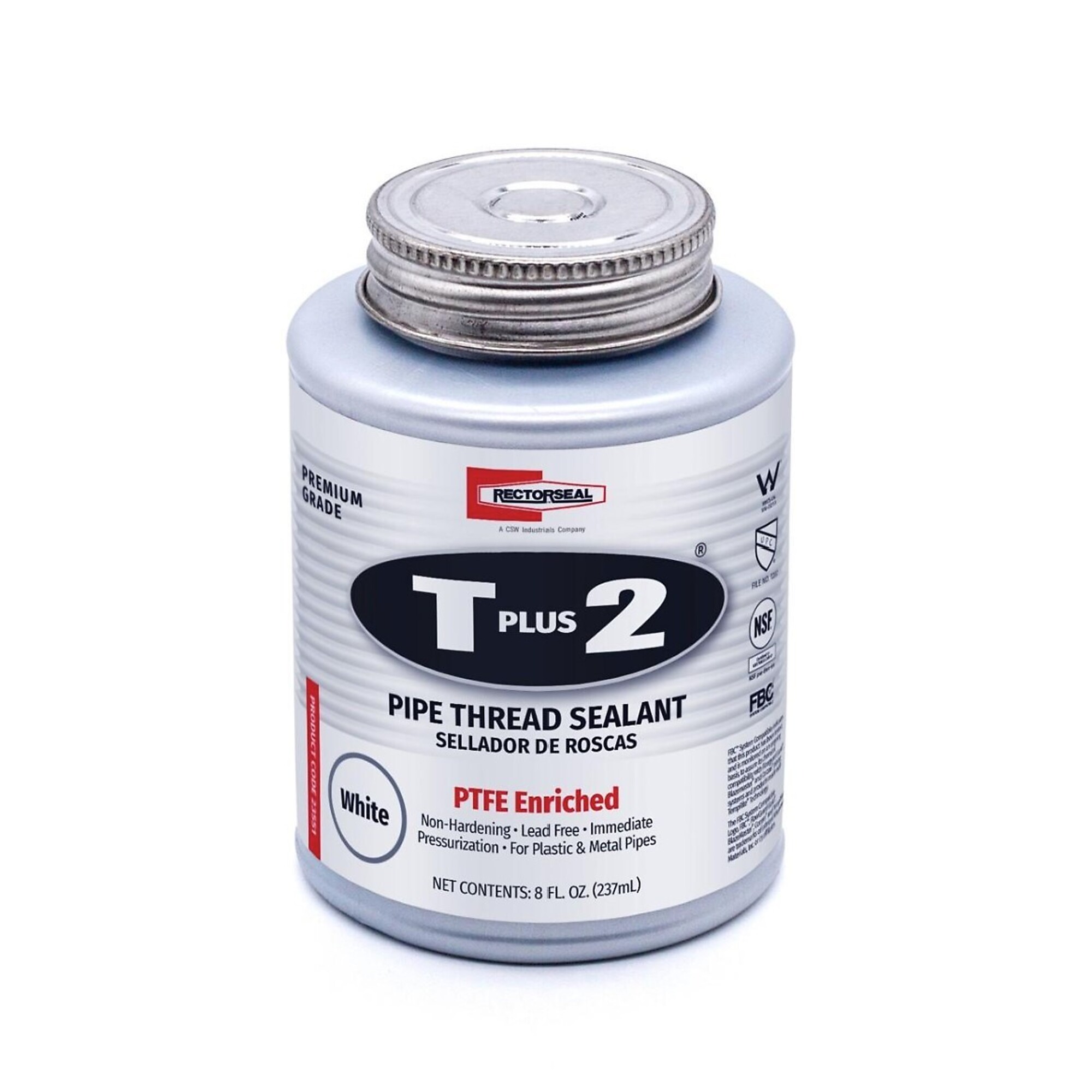 Rectorseal, T Plus 8 Oz. White Pipe Thread Sealant with PTFE, Model# RRS23551